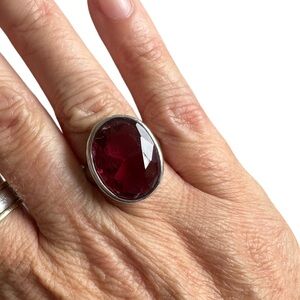 Burgundy Wine Gemstone Silver Ring